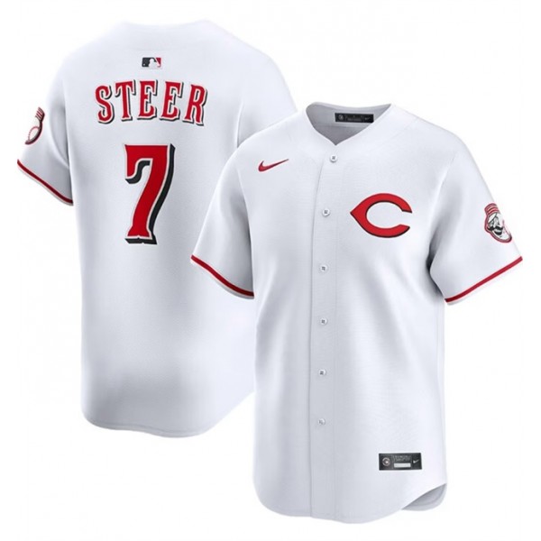 Cincinnati Reds #7 Spencer Steer White 2025 Home Limited Stitched Jersey