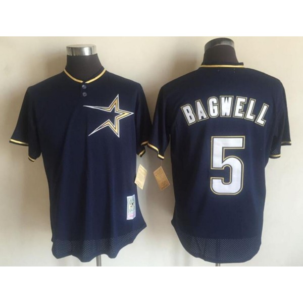 Houston Astros Custom Mitchell And Ness Navy Blue 1997 Throwback Stitched Jersey