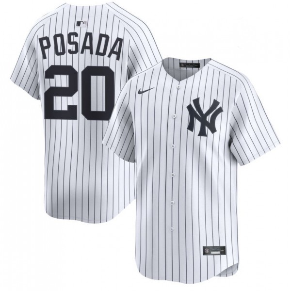 New York Yankees #20 Jorge Posada White Cool Base Stitched Jersey