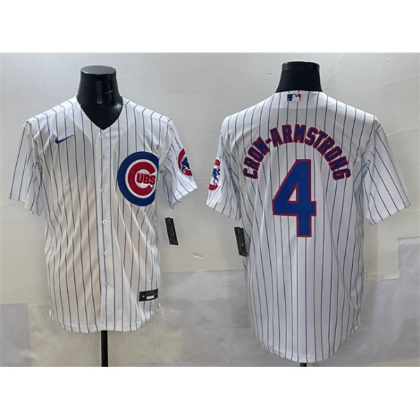 Chicago Cubs #4 Pete Crow-Armstrong White Cool Base Stitched Jersey