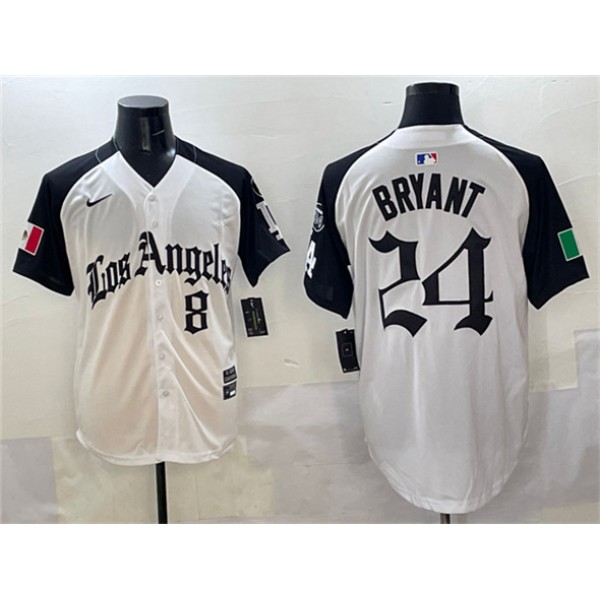 Los Angeles Dodgers Front #8 Back #24 Kobe Bryant White Black Mexico 2025 LA Gothic Style With Fernando Patch Vapor Premier Limited Stitched Jersey