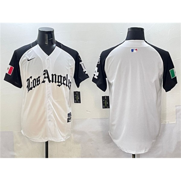 Los Angeles Dodgers Blank Team Big Logo White Black Mexico 2025 LA Gothic Style With Fernando Patch Vapor Premier Limited Stitched Jersey