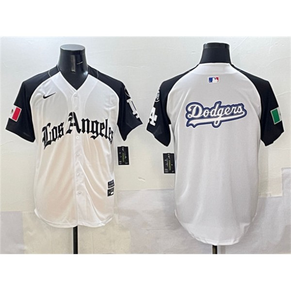 Los Angeles Dodgers Team Big Logo White Black Mexico 2025 LA Gothic Style With Fernando Patch Vapor Premier Limited Stitched Jersey