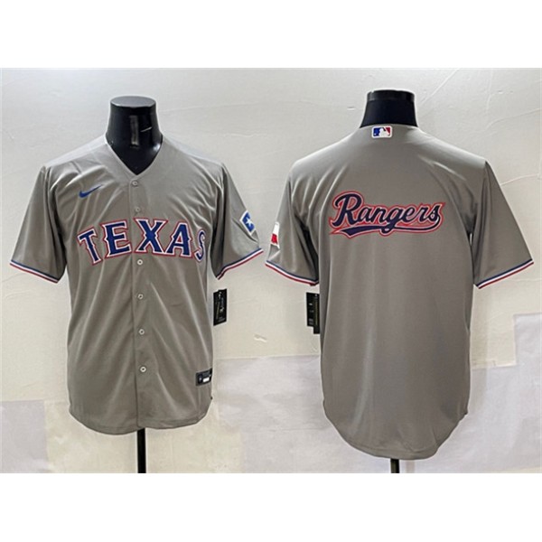 Texas Rangers Team Big Logo Gray With Patch Cool Base Stitched Jersey
