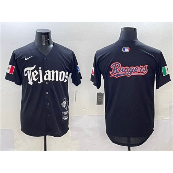 Texas Rangers Team Big Logo Black Mexico 2025 Vapor Premier Limited Stitched Jersey