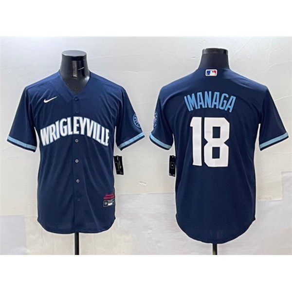 Chicago Cubs #18 Shota Imanaga Navy City Connect Stitched Jersey