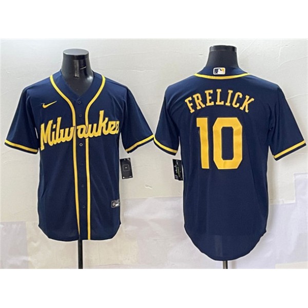 Milwaukee Brewers #10 Sal Frelick Navy Cool Base Stitched Jersey
