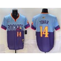 Colorado Rockies #14 Ezequiel Tovar Purple Light Blue 2025 City Connect Limited Stitched Jersey