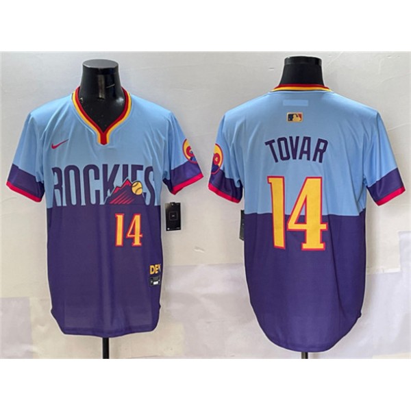Colorado Rockies #14 Ezequiel Tovar Purple Light Blue 2025 City Connect Limited Stitched Jersey