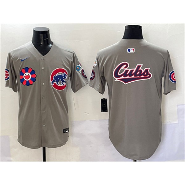 Chicago Cubs Team Big Logo Gray 2025 Tokyo Series Limited Stitched Jersey