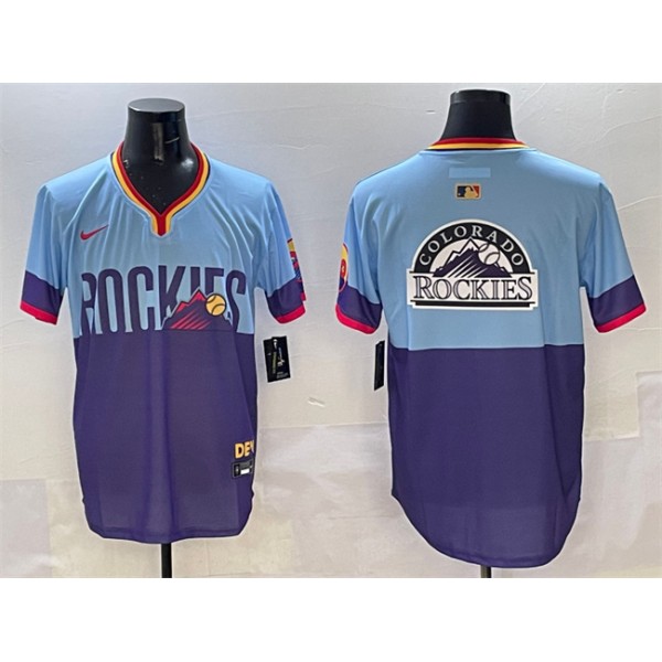 Colorado Rockies Team Big Logo Purple Light Blue 2025 City Connect Limited Stitched Jersey