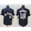 Los Angeles Dodgers #18 Yoshinobu Yamamoto Black Mexico 2025 LA Gothic Style With Fernando Patch Vapor Premier Limited Stitched Jersey