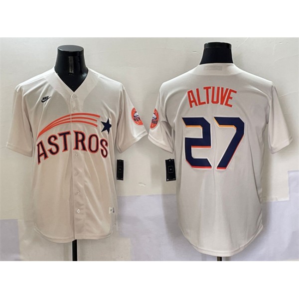 Houston Astros #27 Jose Altuve Cream Throwback Cooperstown Collection Limited Stitched Jersey