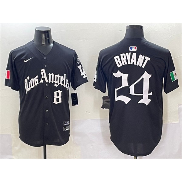 Los Angeles Dodgers Front #8 Back #24 Kobe Bryant Black Mexico 2025 LA Gothic Style With Fernando Patch Vapor Premier Limited Stitched Jersey