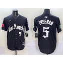 Los Angeles Dodgers #5 Freddie Freeman Black Mexico 2025 LA Gothic Style With Fernando Patch Vapor Premier Limited Stitched Jersey