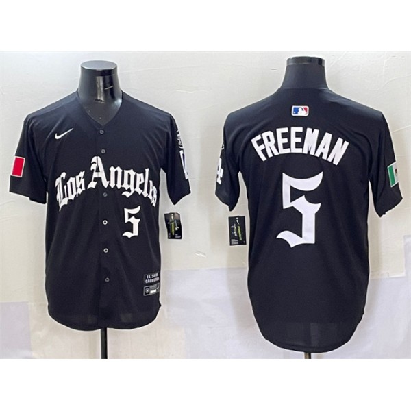 Los Angeles Dodgers #5 Freddie Freeman Black Mexico 2025 LA Gothic Style With Fernando Patch Vapor Premier Limited Stitched Jersey