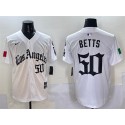 Los Angeles Dodgers #50 Mookie Betts White Mexico 2025 LA Gothic Style With Fernando Patch Vapor Premier Limited Stitched Jersey