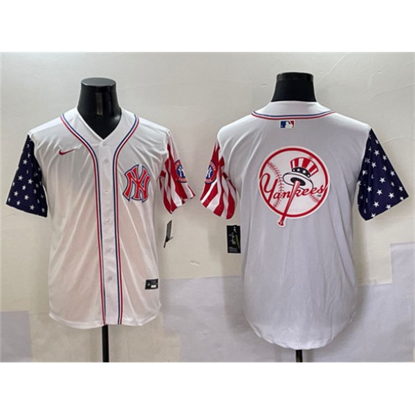 New York Yankees Team Big Logo White American Style Limited Stitched Jersey