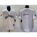Los Angeles Dodgers Team Big Logo White Mexico 2025 LA Gothic Style With Fernando Patch Vapor Premier Limited Stitched Jersey