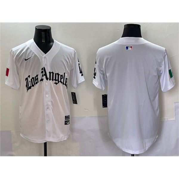 Los Angeles Dodgers Blank White Mexico 2025 LA Gothic Style With Fernando Patch Vapor Premier Limited Stitched Jersey