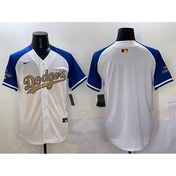 Los Angeles Dodgers Blank White Royal Gold 2024 World Series Champions Vapor Limited Stitched Jersey