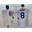 Chicago Cubs #8 Ian Happ White Cool Base Stitched Jersey