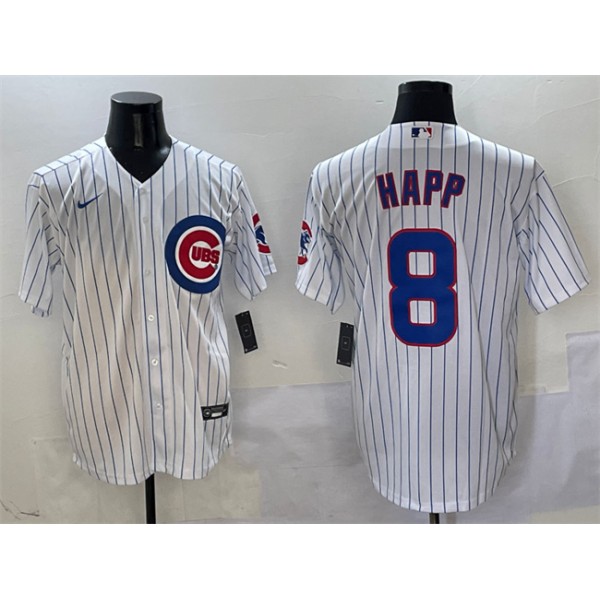 Chicago Cubs #8 Ian Happ White Cool Base Stitched Jersey