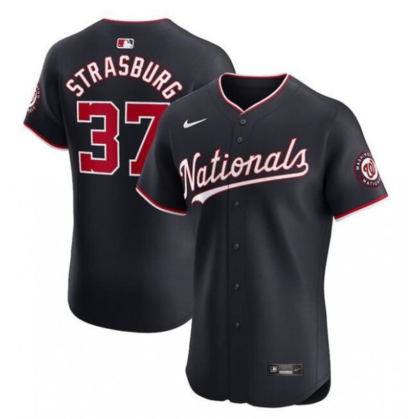 Washington Nationals #37 Stephen Strasburg Navy Alternate Elite Stitched Jersey