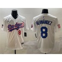 Los Angeles Dodgers #8 Enrique Hernández White With American Flag Patch Limited Stitched Jersey