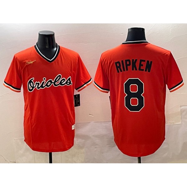 Baltimore Orioles #8 Cal Ripken Jr. Orange Throwback Stitched Jersey