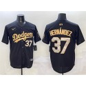 Los Angeles Dodgers #37 Teoscar Hernandez Black Gold Limited Stitched Jersey