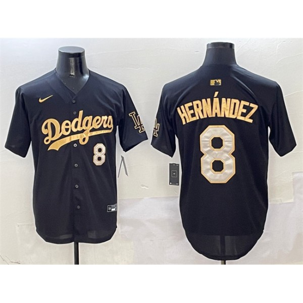 Los Angeles Dodgers #8 Enrique Hernandez Black Gold Limited Stitched Jersey