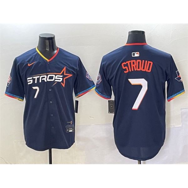 Houston Astros #7 C.J. Stroud Navy 2025 City Connect With Texas Patch Limited Stitched Jersey