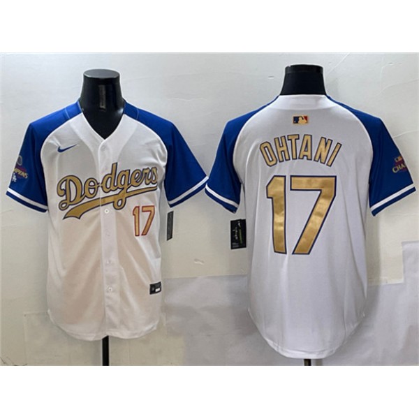 Los Angeles Dodgers #17 Shohei Ohtani White Royal Gold 2024 World Series Champions Vapor Limited Stitched Jersey