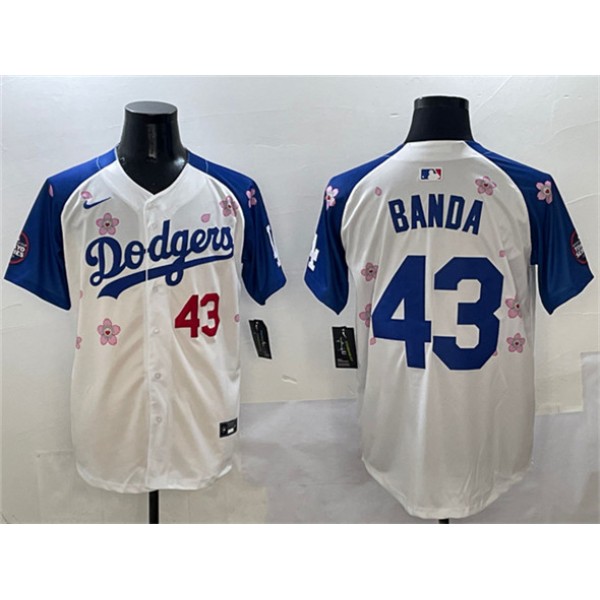 Los Angeles Dodgers #43 Anthony Banda White Royal 2025 Tokyo Series Limited Stitched Jersey