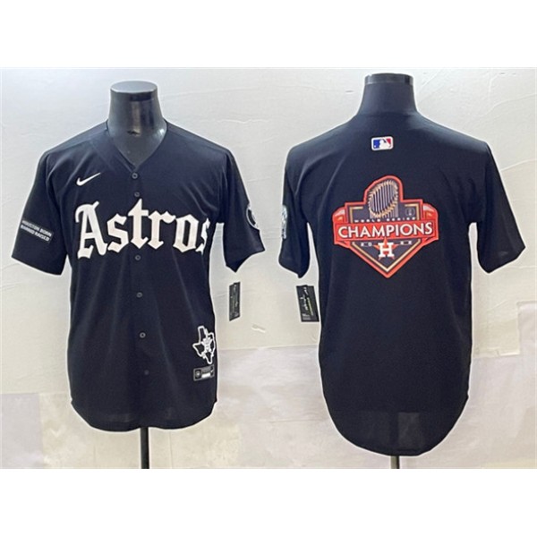 Houston Astros Team Big Logo Black Gothic 'Houston Born Barrio Raised' Limited Stitched Jerseys