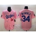 Los Angeles Dodgers #34 Fernando Valenzuela Pink 2025 Tokyo Series Limited Stitched Jersey