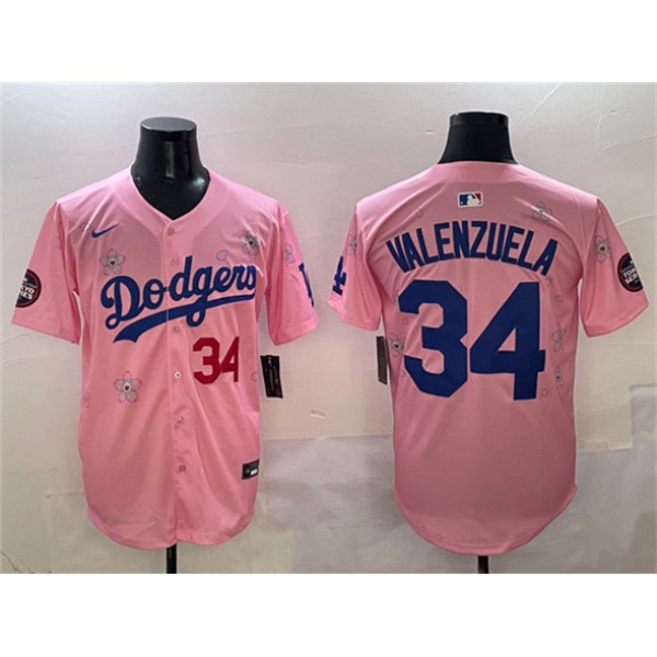 Los Angeles Dodgers #34 Fernando Valenzuela Pink 2025 Tokyo Series Limited Stitched Jersey