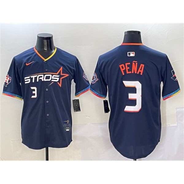 Houston Astros #3 Jeremy Pena Navy 2025 City Connect With Texas Patch Limited Stitched Jersey