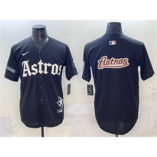 Houston Astros Team Big Logo Black Gothic 'Houston Born Barrio Raised' Limited Stitched Jersey