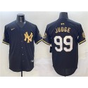 New York Yankees #99 Aaron Judge Black Gold With Patch Limited Stitched Jersey