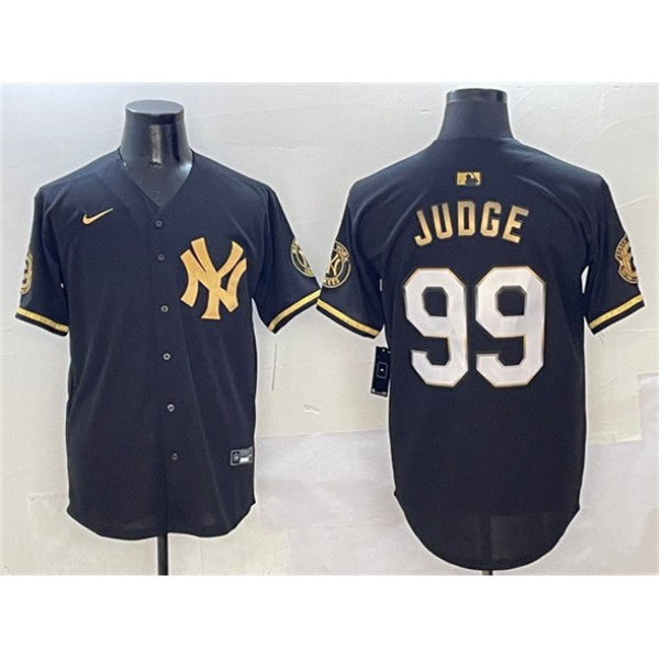New York Yankees #99 Aaron Judge Black Gold With Patch Limited Stitched Jersey