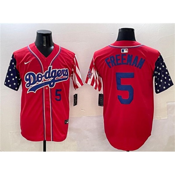 Los Angeles Dodgers #5 Freddie Freeman Red Limited Stitched Jersey