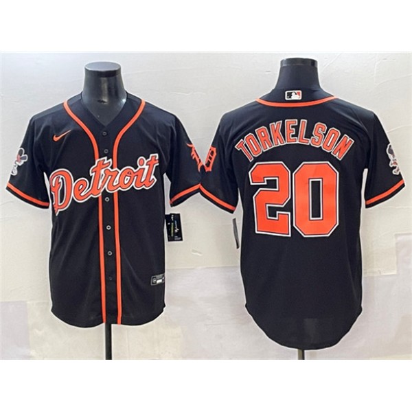 Detroit Tigers #20 Spencer Torkelson Black With Patch Cool Base Stitched Jersey