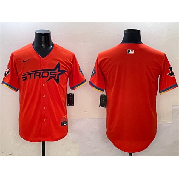 Houston Astros Blank Orange 2025 City Connect With Texas Patch Limited Stitched Jersey