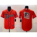 Detroit Tigers Team Big Logo Orange With Patch Cool Base Stitched Jersey