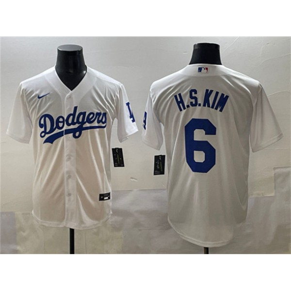 Los Angeles Dodgers #6 H.S.Kim White Cool Base Stitched Jersey