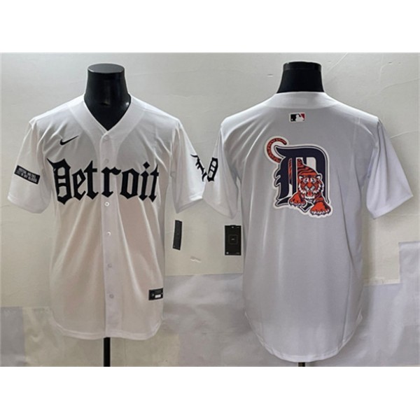 Detroit Tigers Team Big Logo White 'Motor Gothic Edition' Vapor Premier Limited Stitched Jersey