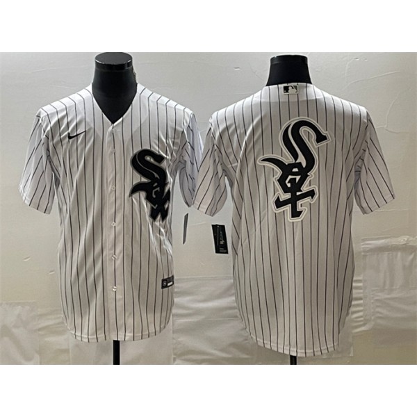 Chicago White Sox White Team Big Logo Cool Base Stitched JerseyS