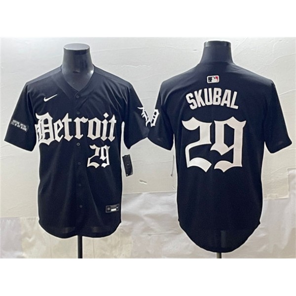 Detroit Tigers #29 Tarik Skubal Black 'Motor Gothic Edition' Vapor Premier Limited Stitched Jersey